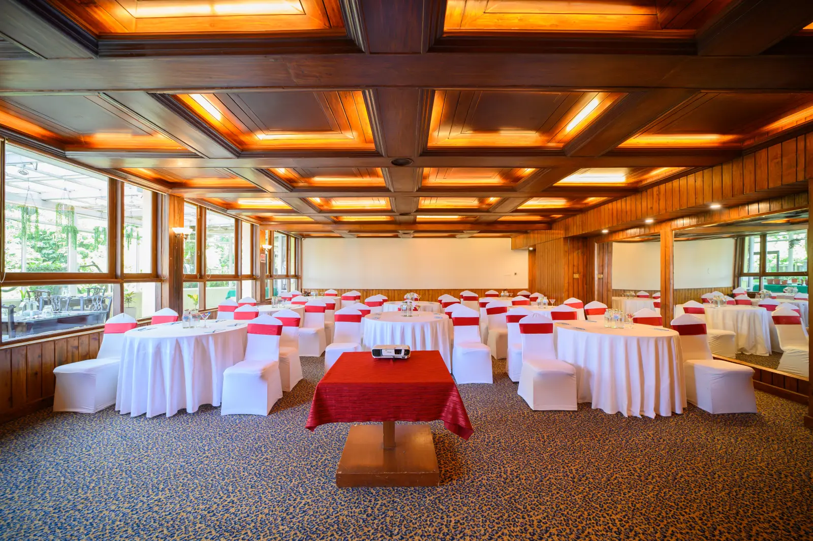 A conference set up in The Pinnacle banquet hall at Sinclairs Darjeeling