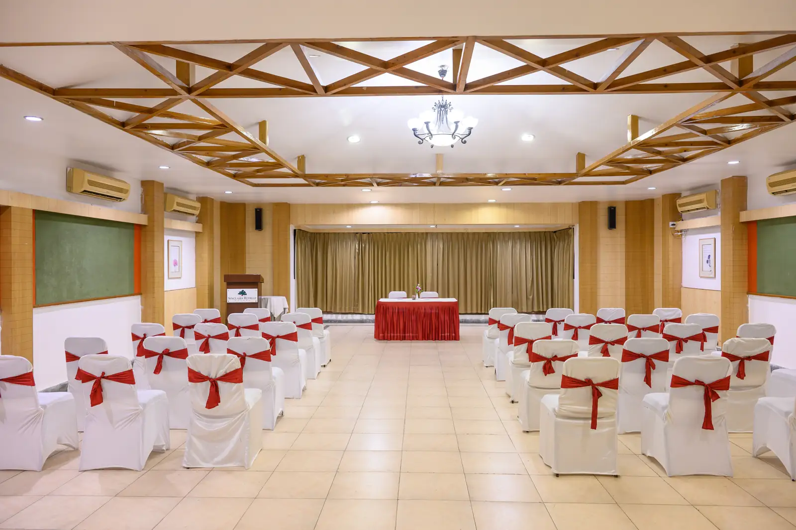 The Carnation Hall arranged theatre-style for a seminar