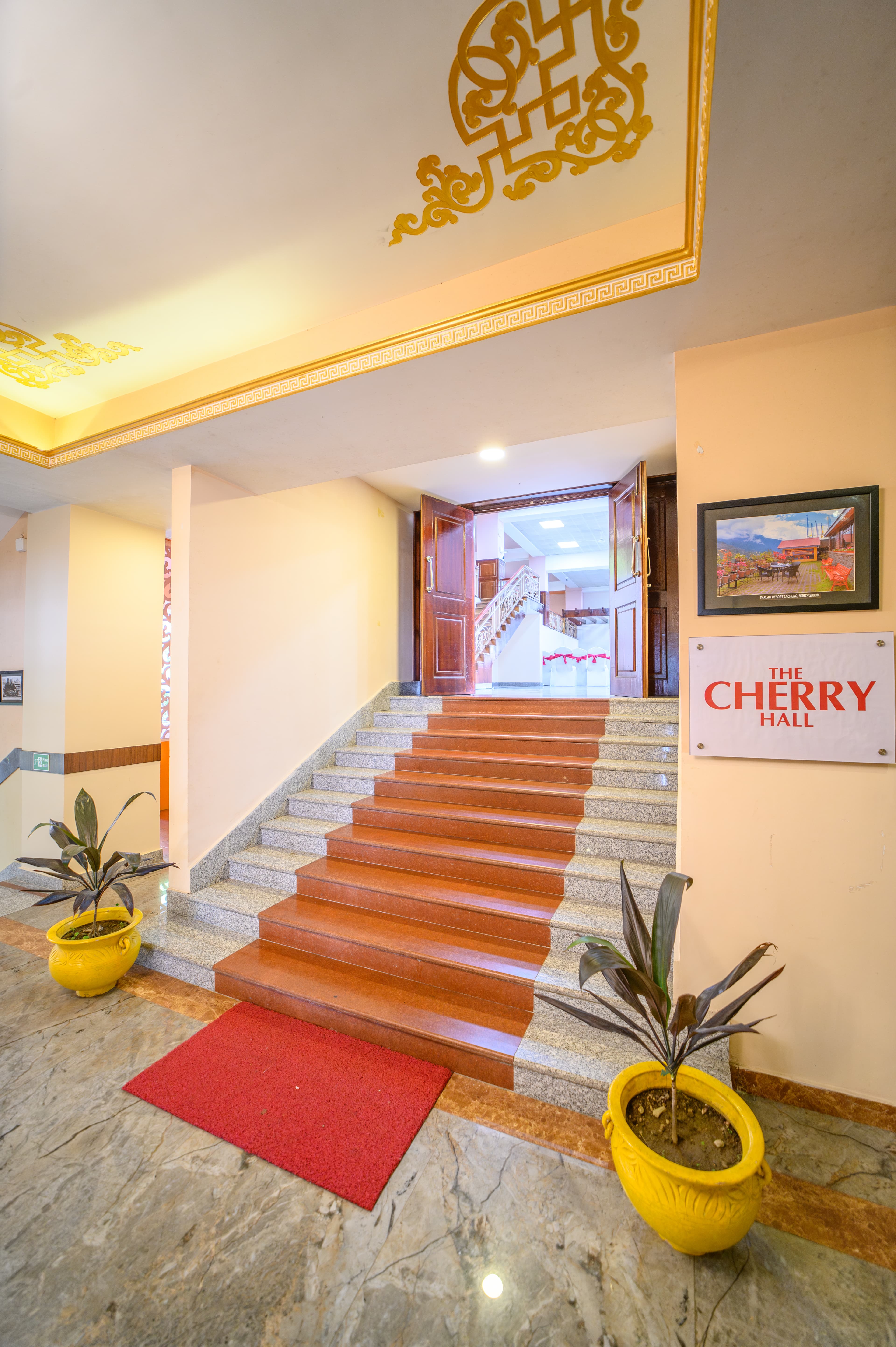 Staircase leading up to The Cherry Hall banquet venue