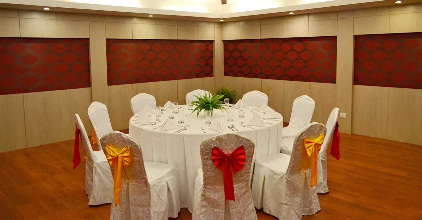 The Summit Hall, set up for a formal event at Sinclairs Ooty