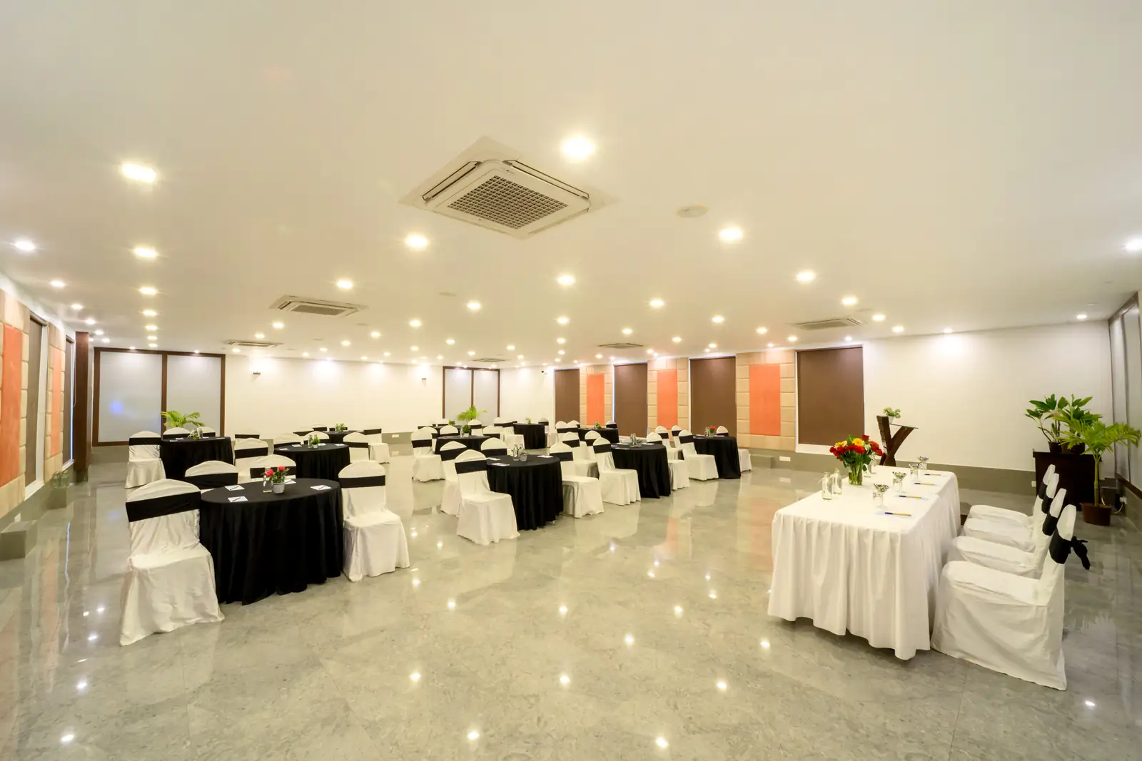 The Forum banquet hall set up for a conference at Sinclairs Bayview